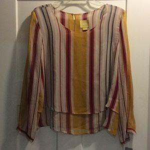 MaEve tan+striped top